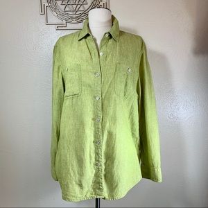 Tommy Bahama Womens Green Linen Blouse